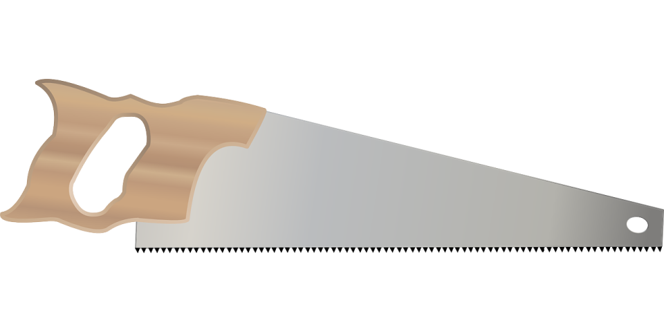 a saw with a wooden handle