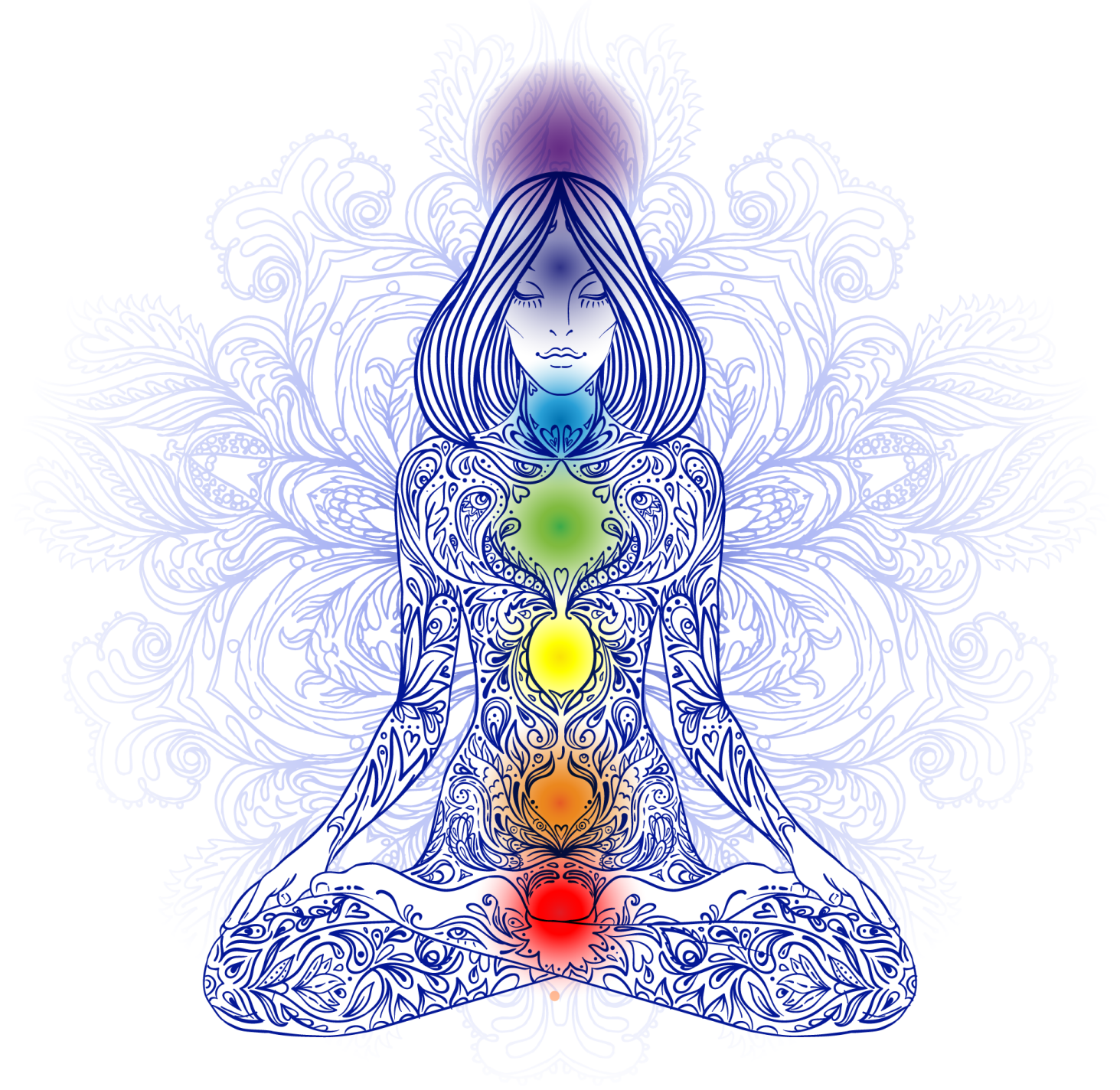 a woman is sitting in the lotus position with her eyes closed
