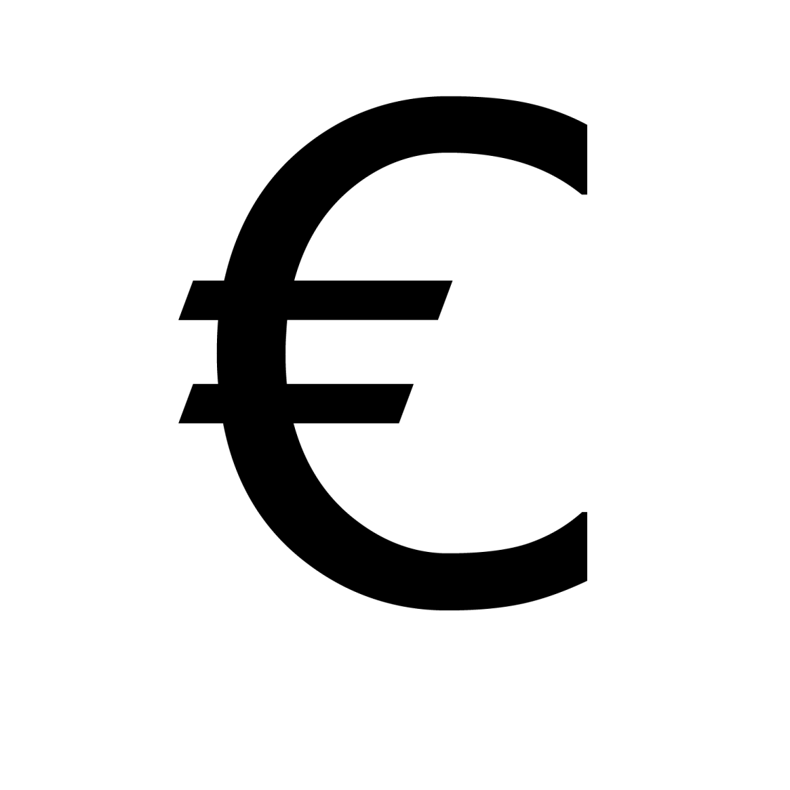 a black and white icon of the euro symbol
