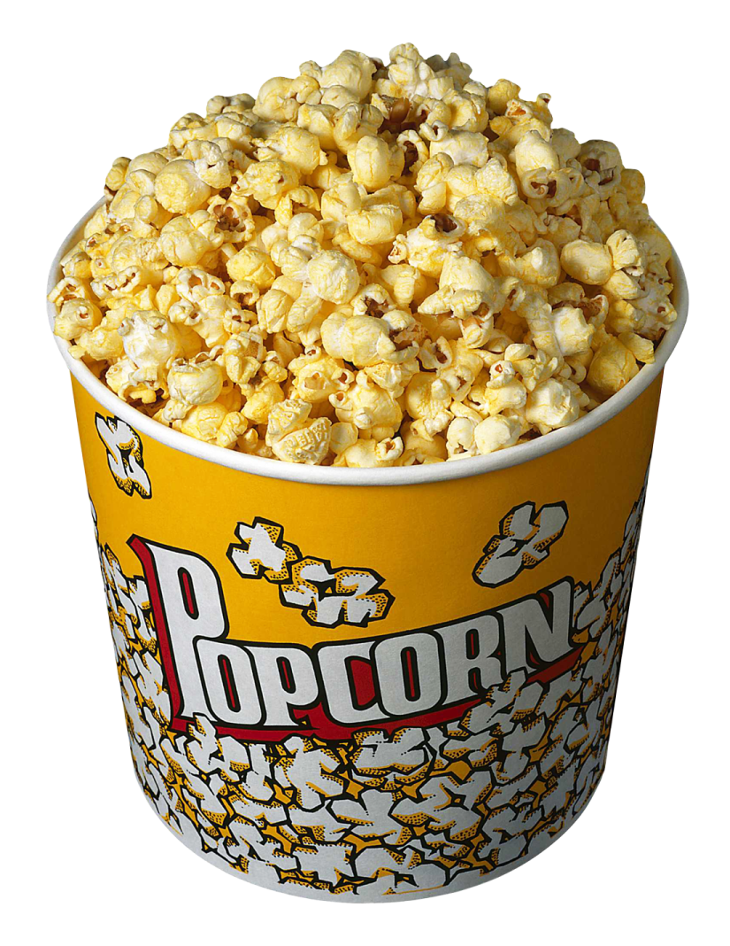 a yellow cup filled with popcorn