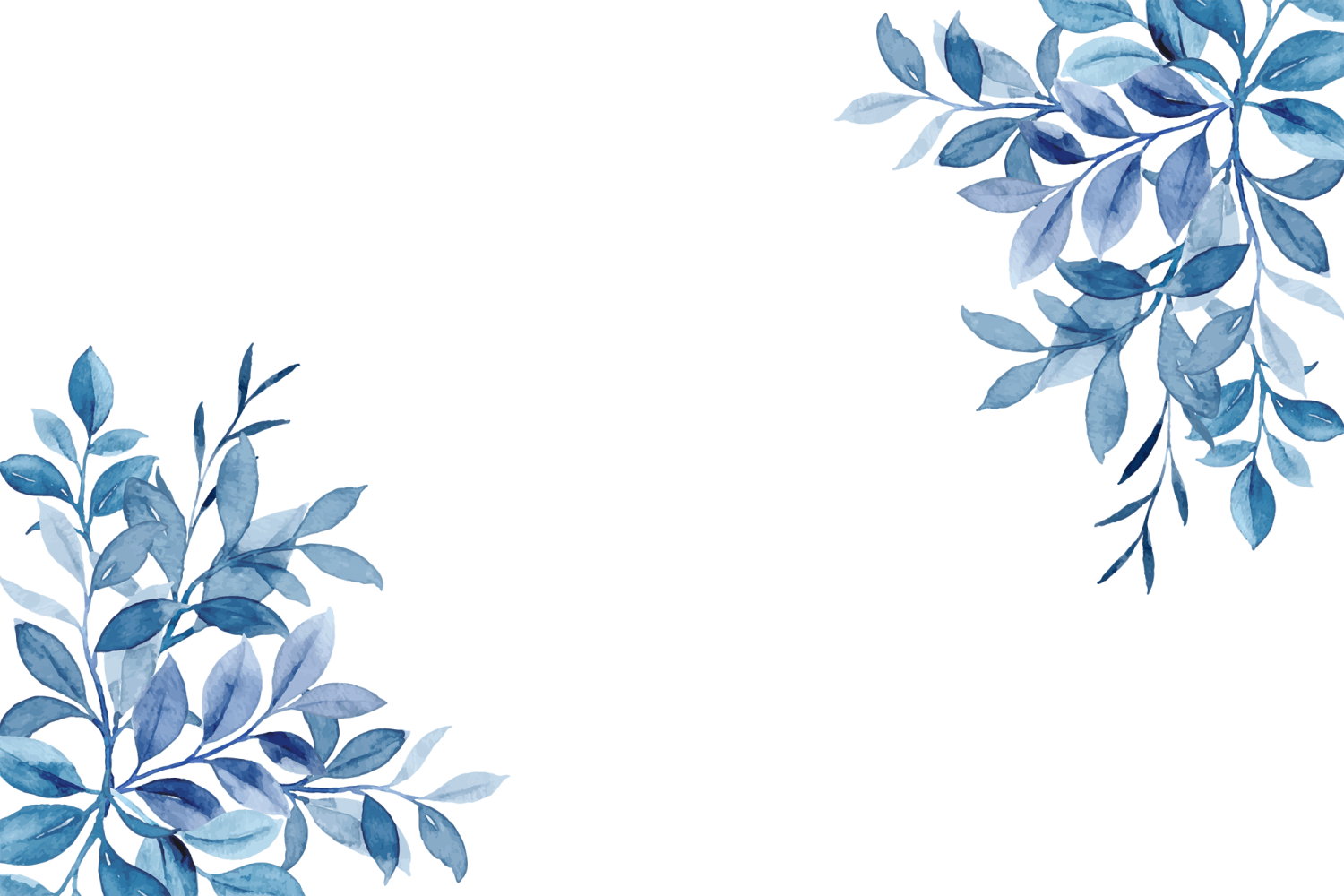 a watercolor painting of blue leaves