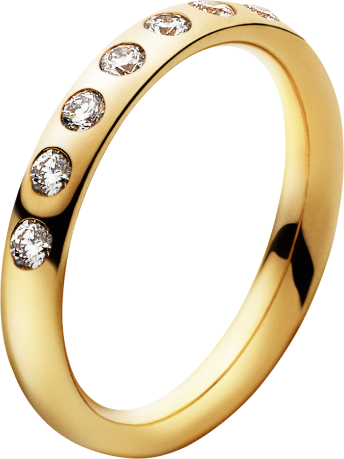 a yellow gold wedding ring with five diamonds