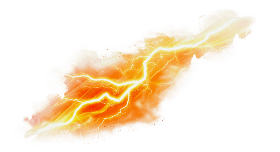 an orange and yellow lightning on a white background