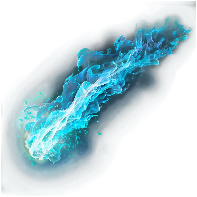 a blue and white fire on a white background