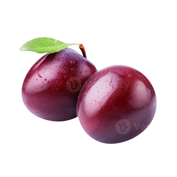 two plums on a white background
