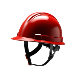 a red hard hat on a white background