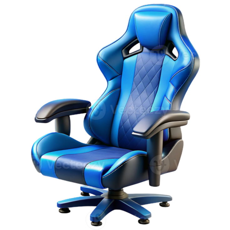 a blue gaming chair on a white background