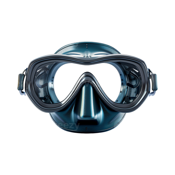 a scuba mask on a white background