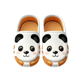 a pair of shoes with a panda face on them