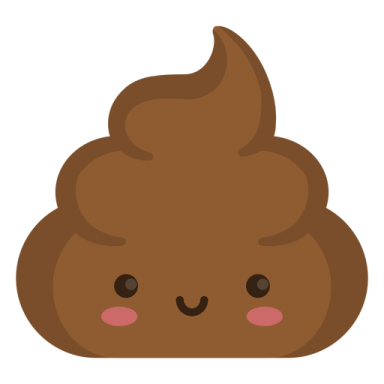 a brown poo with pink cheeks