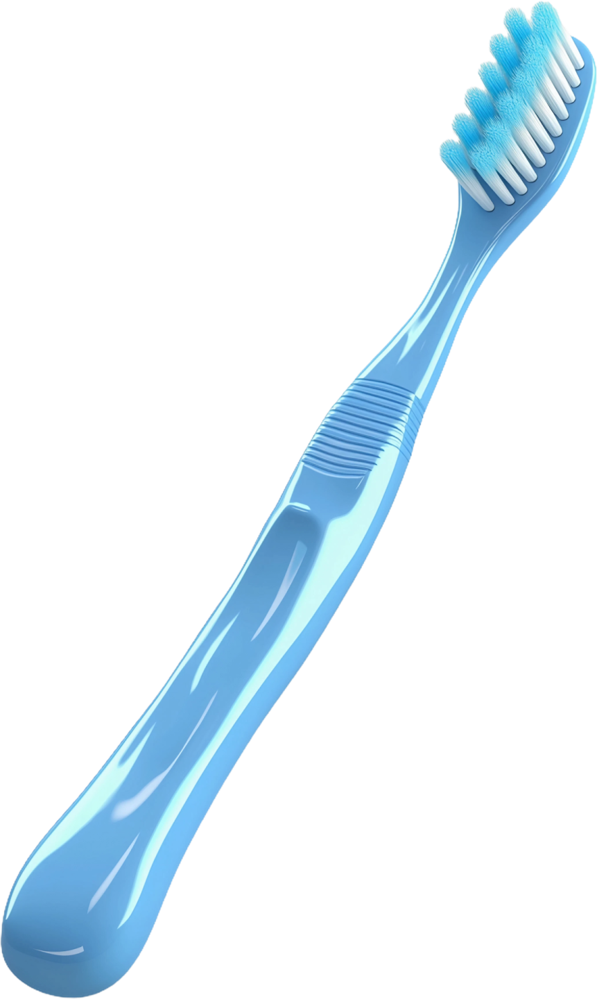a blue toothbrush on a white background