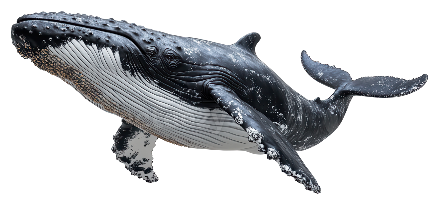 a black and white whale jumping out of the water