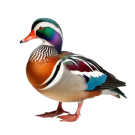 a mandarin duck on a white background