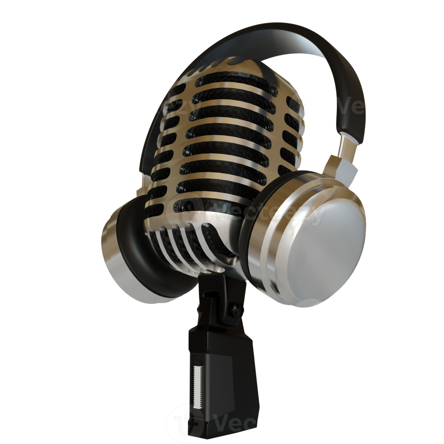 a microphone with headphones on it