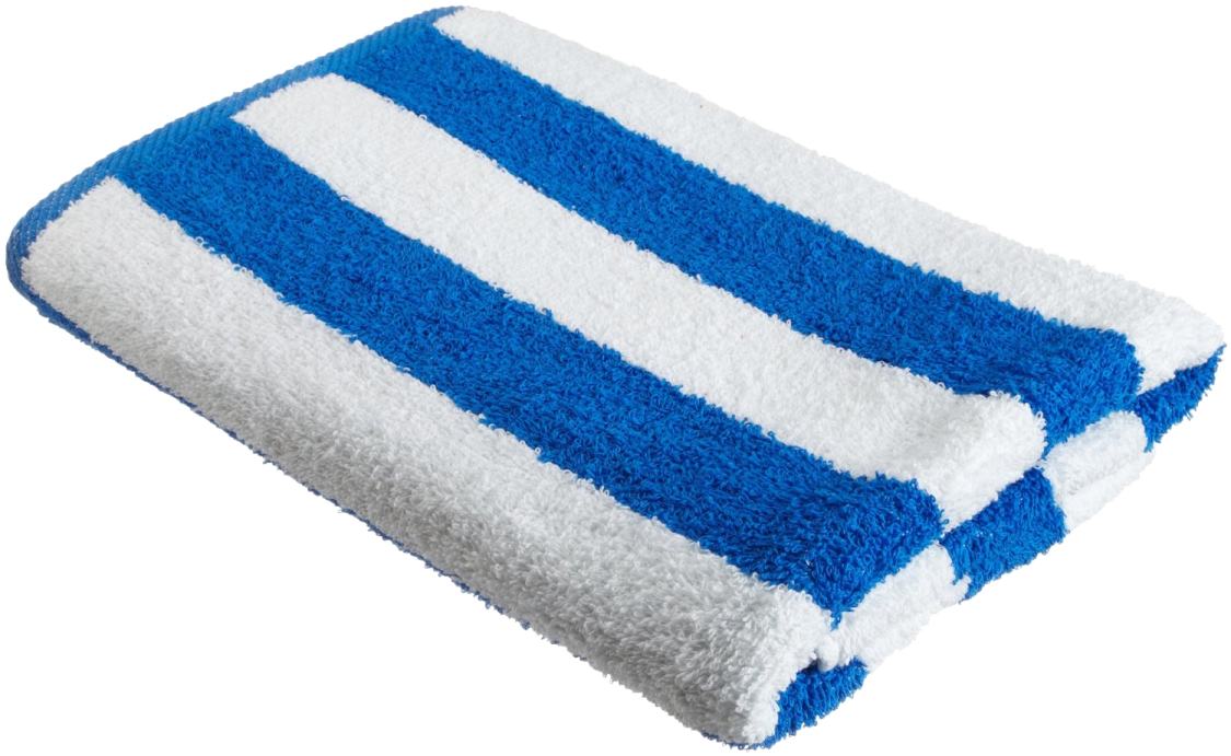 a blue and white striped towel
