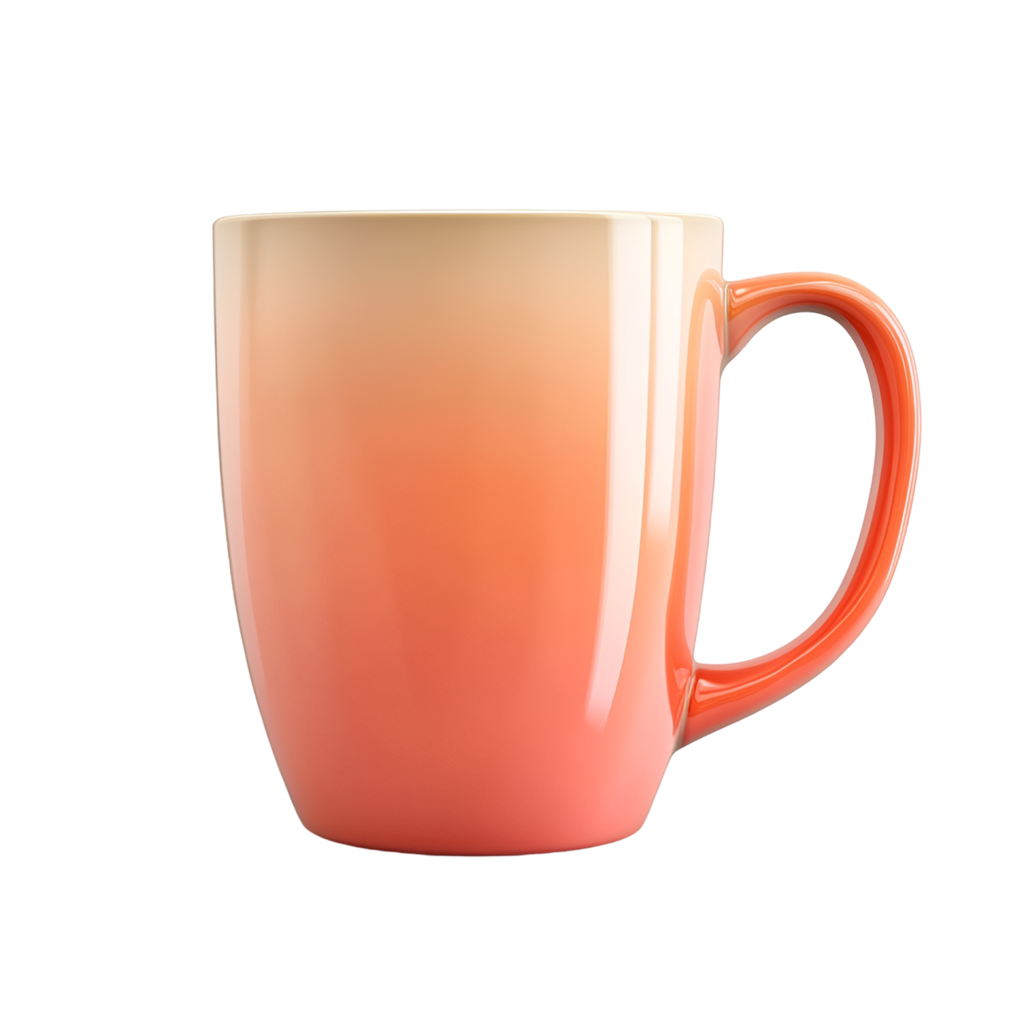 an orange and white mug on a white background