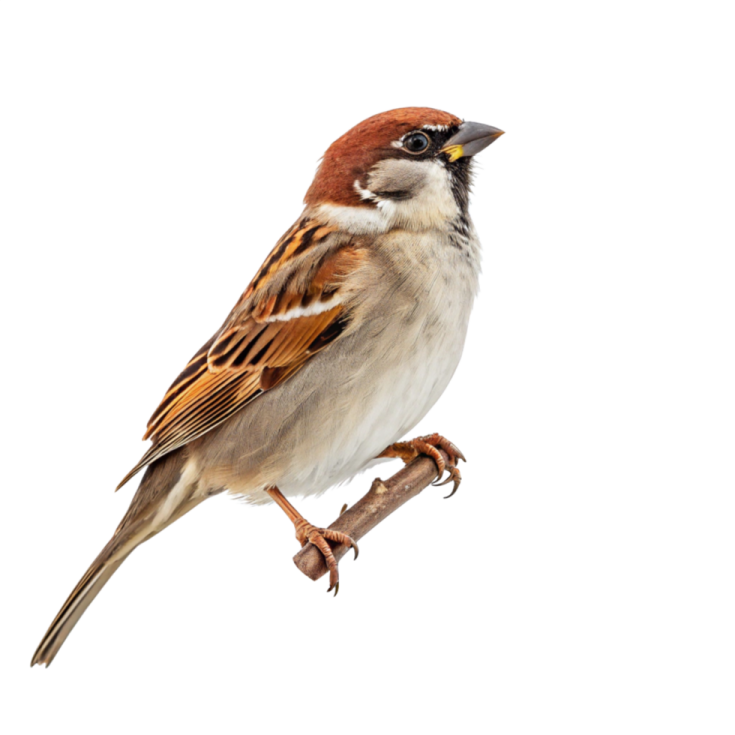 a brown and white bird perched on a branch