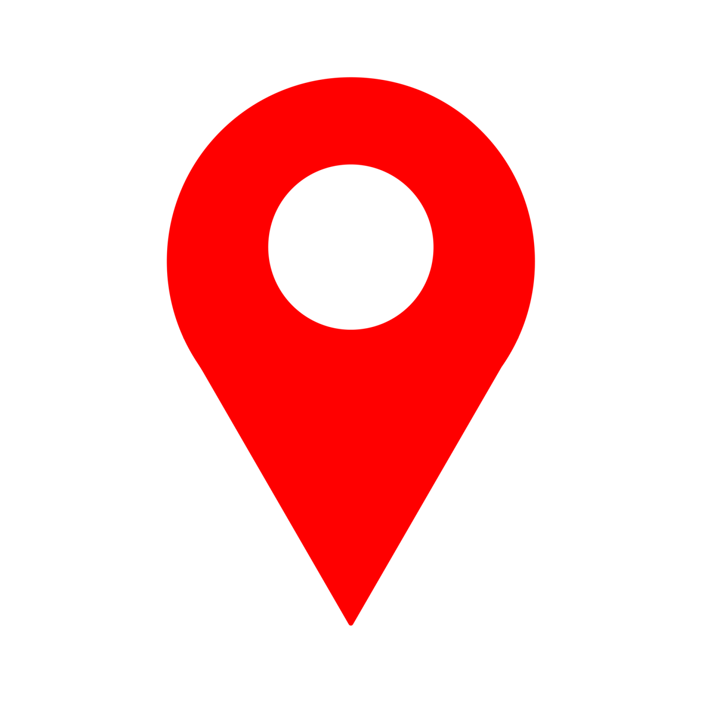 a red pin icon with a white background