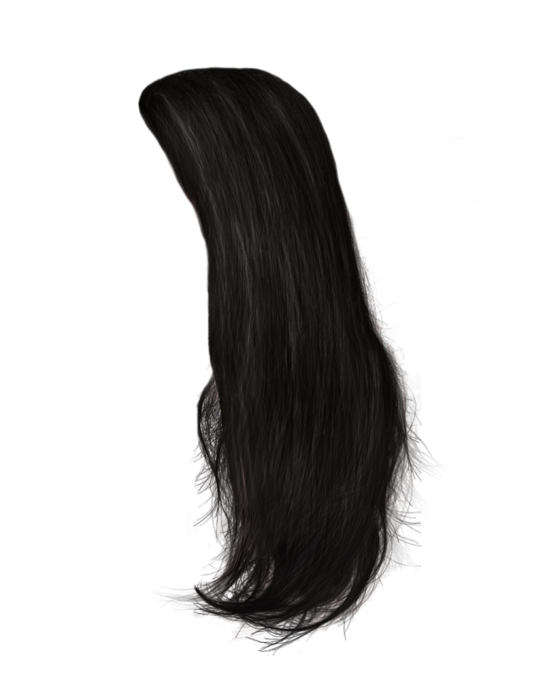 a black wig on a white background