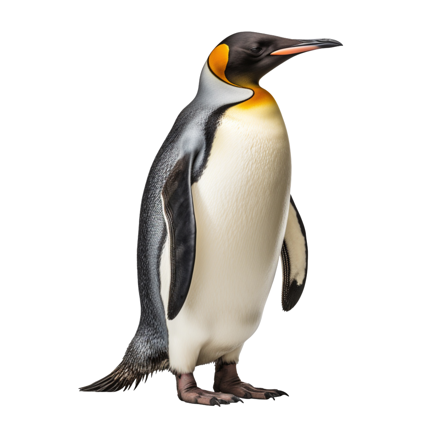 a penguin standing on top of a white surface