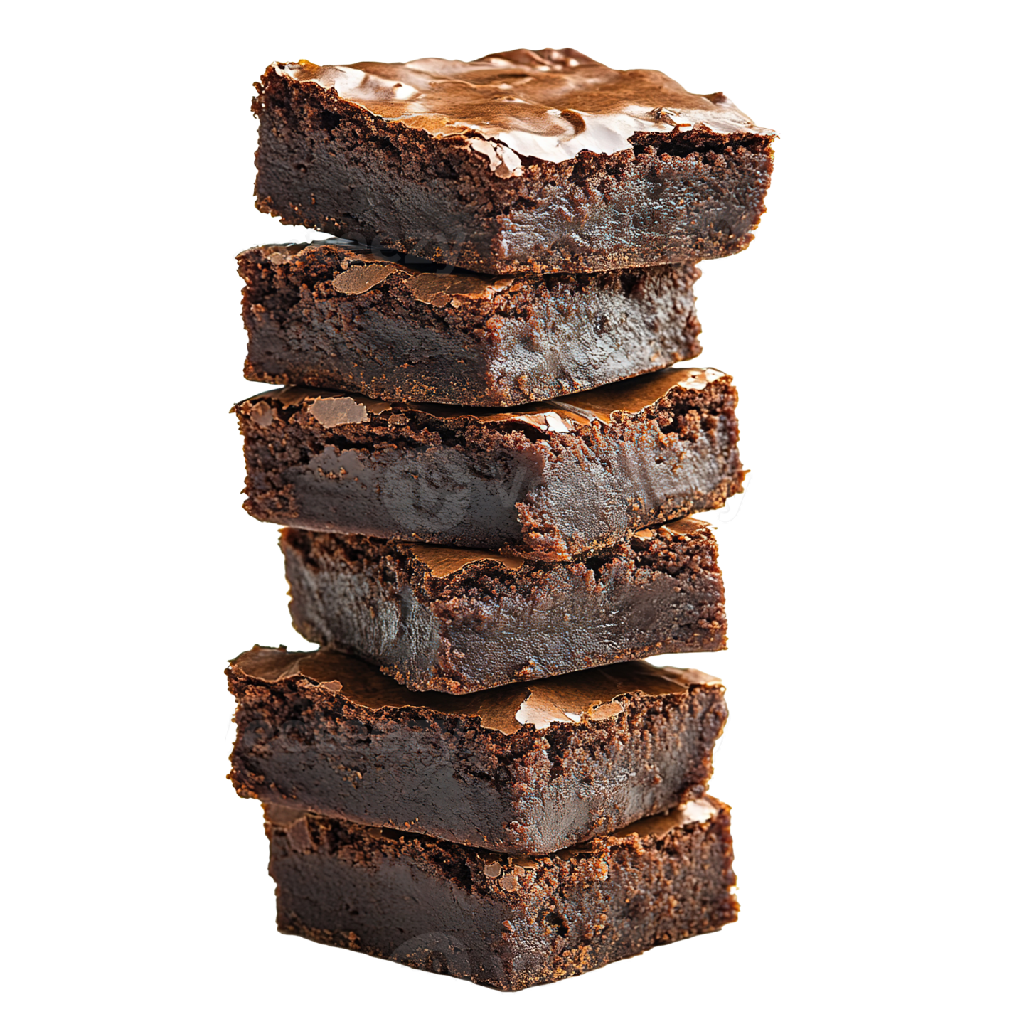 a stack of brownies on a white background