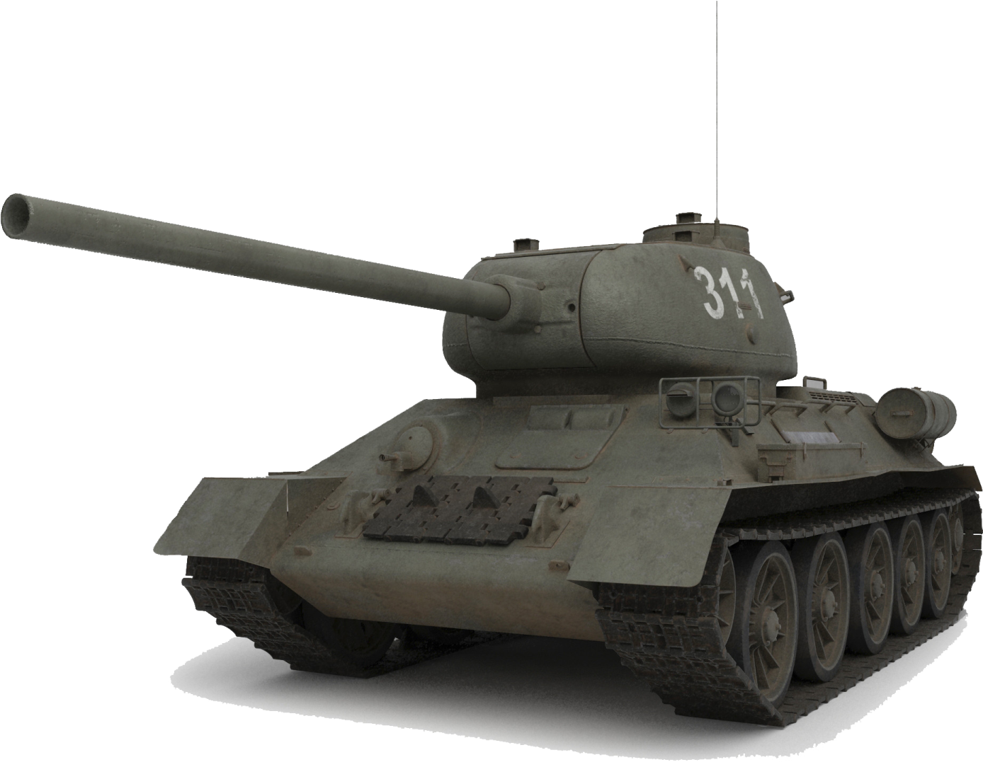 an old tank on a white background