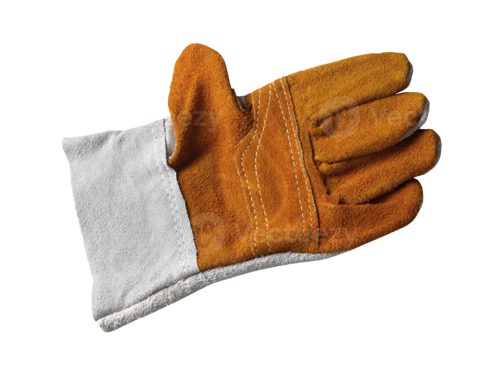 a pair of leather gloves on a white background
