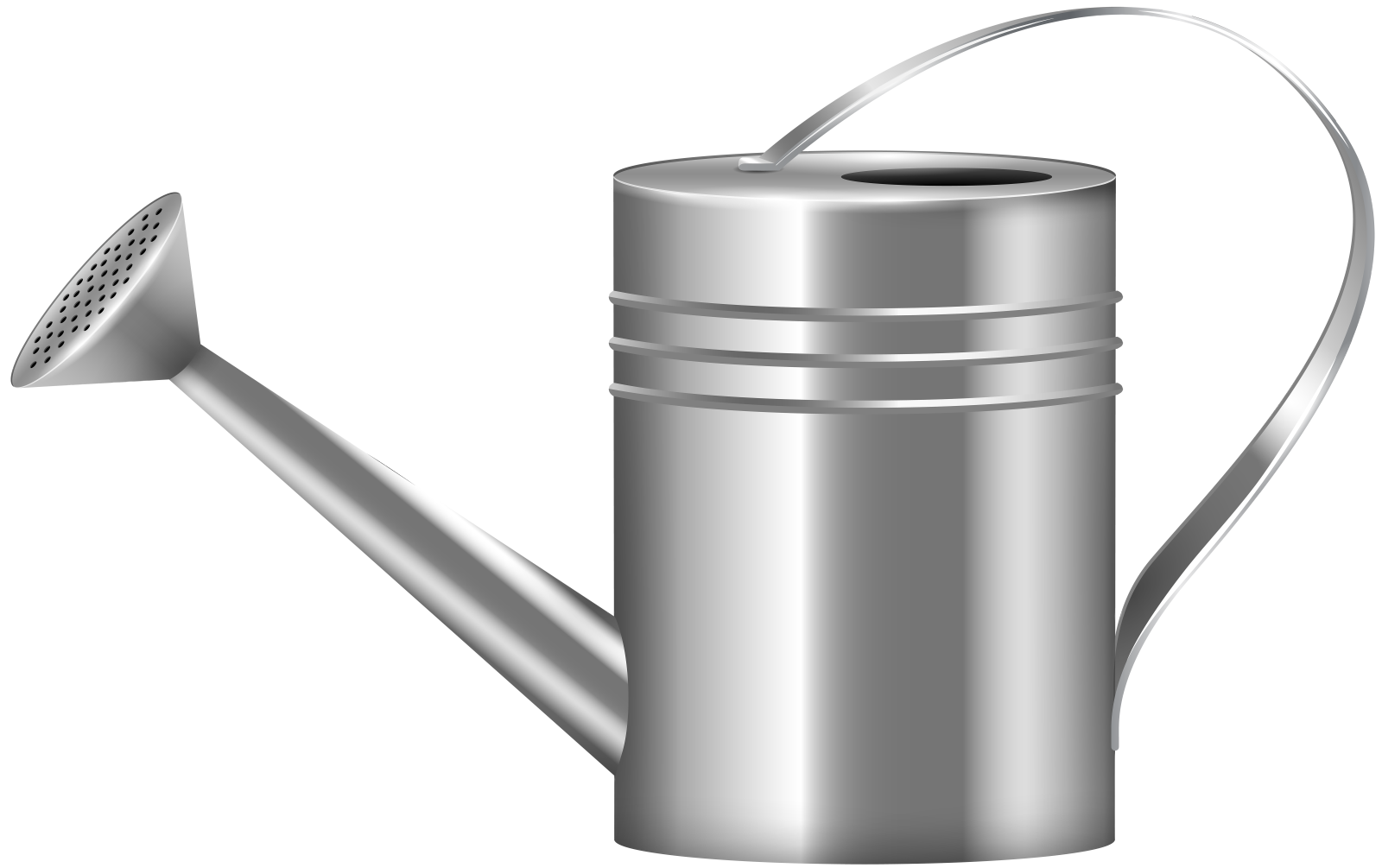 a watering can with a metal handle
