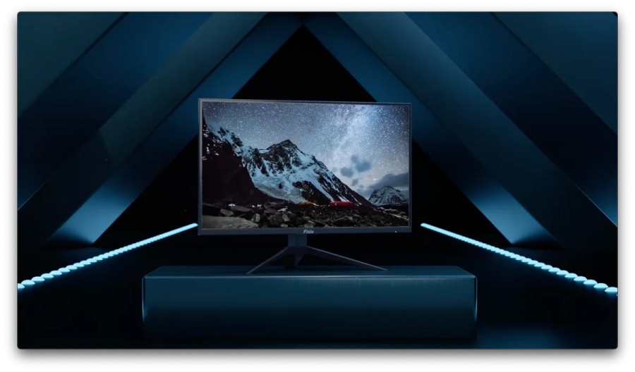 a tv on display in a dark room