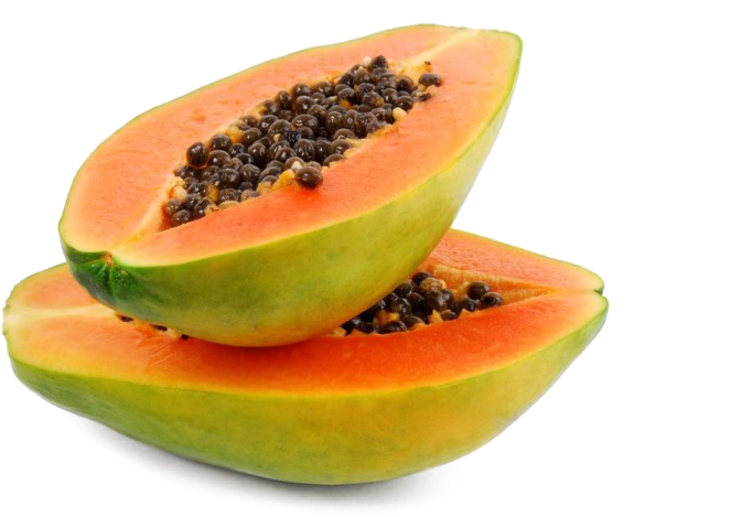 a papa papa with seeds cut in half