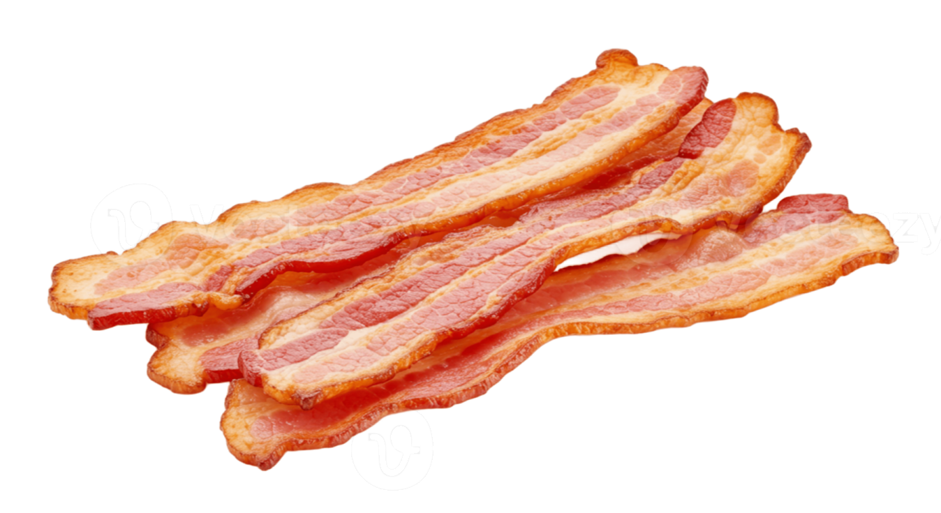 sliced bacon on a white background