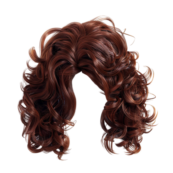 a curly ponytail with long brown hair
