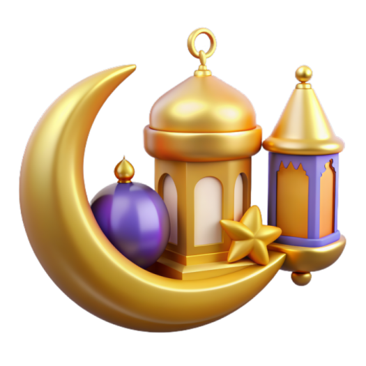 a golden crescent with a candle and a star on it