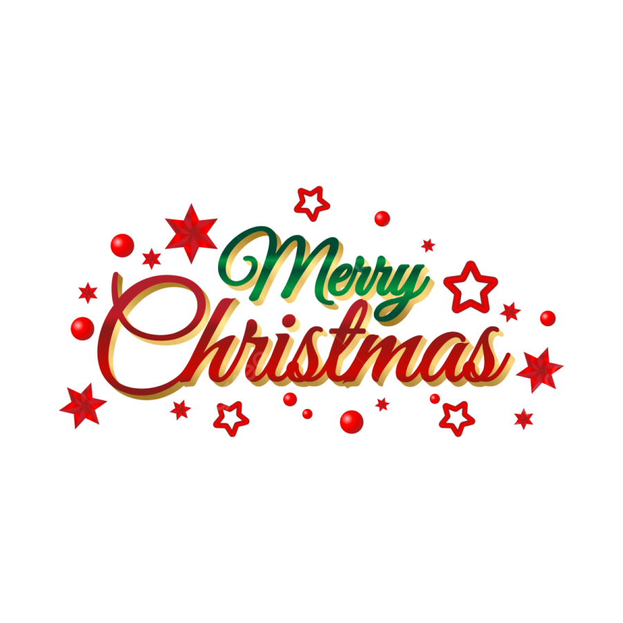 the word merry christmas written in gold and red stars