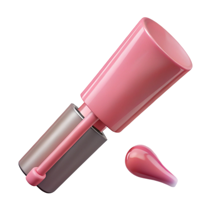 a pink lipstick on a white background