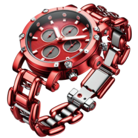 a red watch on a white background