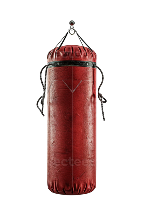 a red punching bag on a white background