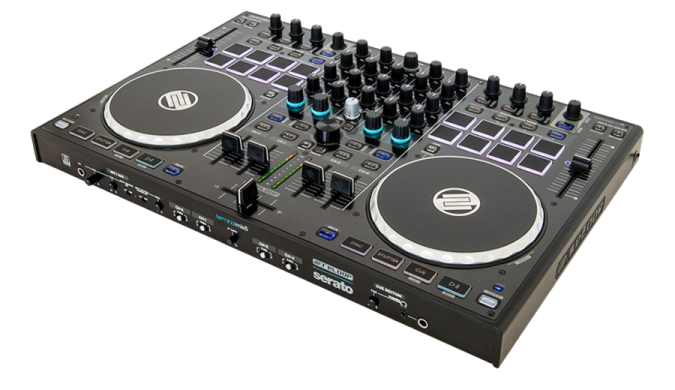 a dj mixer with two decks on it