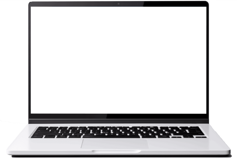 an open laptop computer with a blank screen