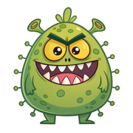 a green cartoon character with a big smile