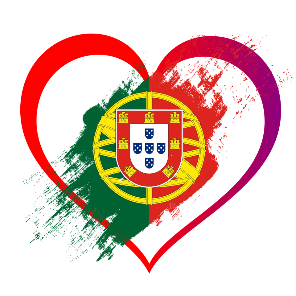 the portuguese flag in the shape of a heart