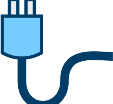 a blue cable connected to a white background