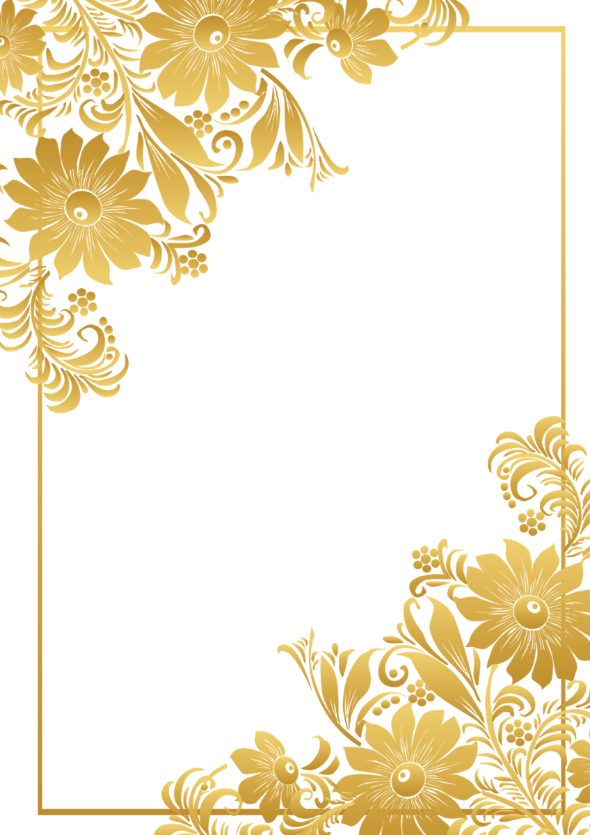 a gold floral frame on a white background