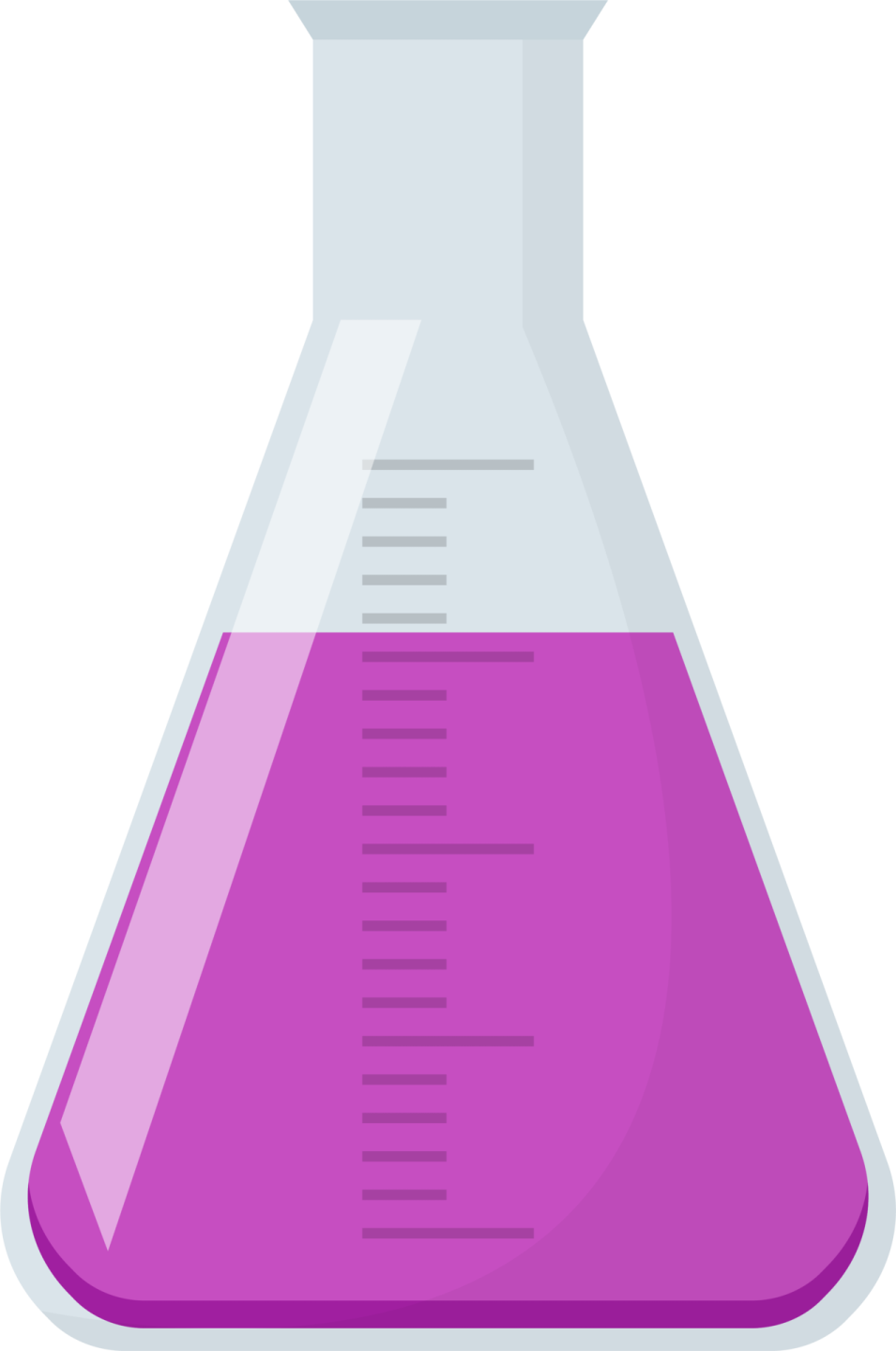 a purple beakle filled with liquid