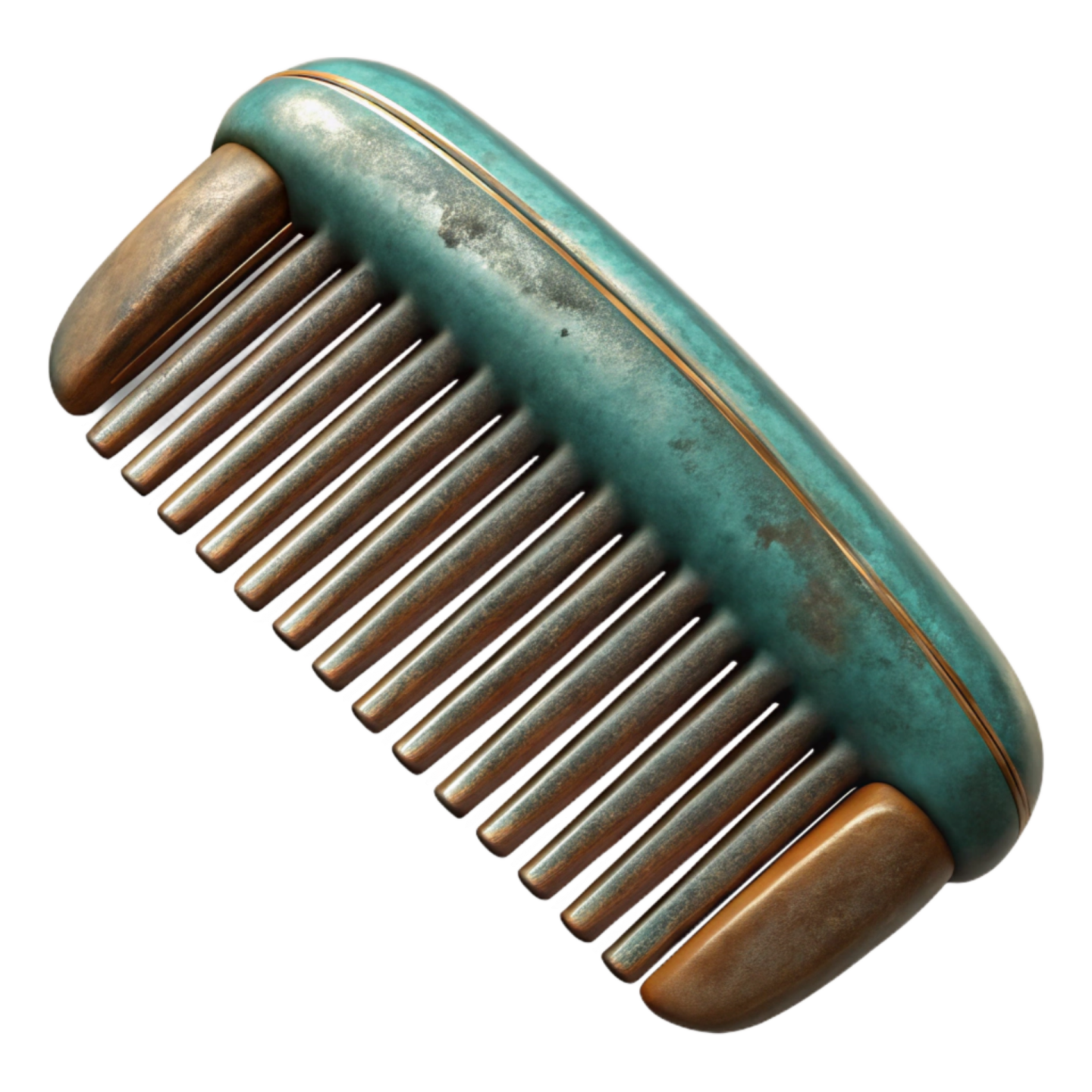 a close up of a green and brown comb