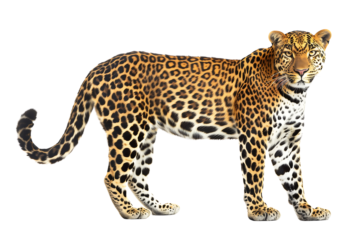 a leopard is standing in front of a white background