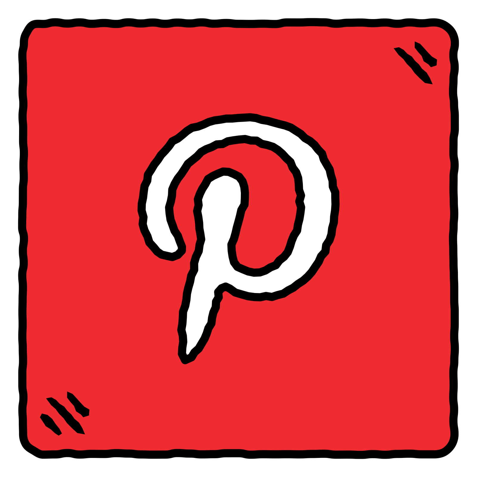 a red square with the letter p on it