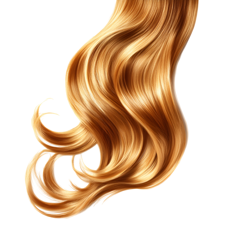 a long blonde hair on a white background