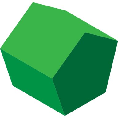 a green cube on a white background