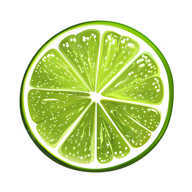 a lime slice on a white background